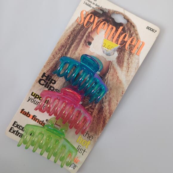 Vintage Y2K 90s Seventeen Magazine Hair Clips Jaw Pack 3 Retro New Deadstock - Picture 3 of 3